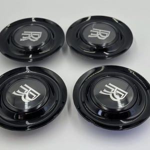 4pcs Black/Chrome Rolls-Royce Floating Wheel Center Caps, Rolls Royce Elegance antom, Ghost, Wraith, Dawn Compatible 7.2 inches 183mm