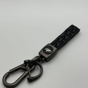 Audi hoogwaardige Swirl lederen sleutelhanger – perfect cadeau voor Audi-liefhebbers – zwart