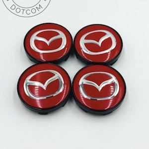 4pcs 60MM Alloy Red/Black Color Mazda Logo Car Wheel Center Cap Cover Emblem Wheel Center Hub Badge Rim Hubcaps, Mazda Center Hub Caps