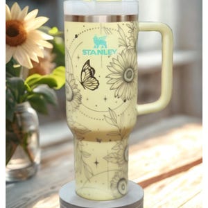 40oz quencher tumbler laser engraved giftable water drinkware boho style classy gift for her butterfly enthusiast collector popular present