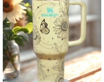 40oz quencher tumbler laser engraved giftable water drinkware boho style classy gift for her butterfly enthusiast collector popular present