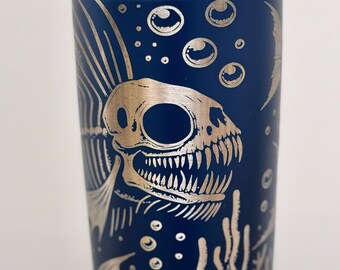 Skeleton Fish 20oz Laser Engraved OWALA Tumbler