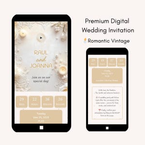 Interactive & Personalized Wedding Invitation Website with Music, RSVP, Voice Guestbook, Countdown | Romantic Vintage | Fully Done-for-You