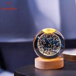 Veilleuse carte du ciel personnalisée, lampe carte du ciel personnalisée, lampe de nuit boule de cristal, cadeau astronomie, lumière commémorative, cadeau de Noël pour elle