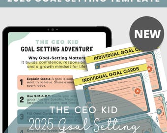 SMART Goal Setting Template for Kids and Teens Productivity - 2025 Goals Tracker, Goal Setting Worksheets, Goal Tracker Resources