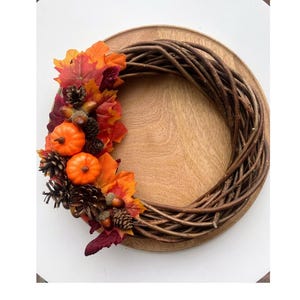 Autumn Wreath, Mini Pumpkins and Pinecones, Fall Front Door Decor, Thanksgiving Wreath, Rustic Harvest Decoration