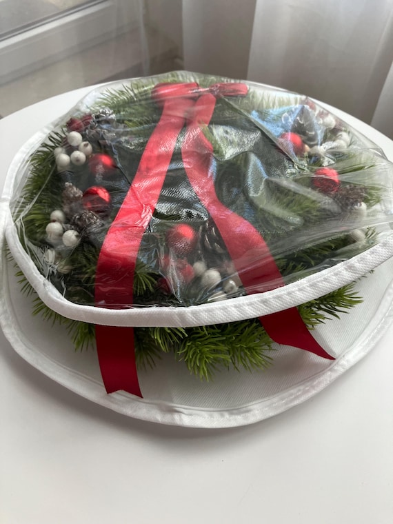 Wreath Storage Bag, White Non-woven Zipper Bag,for Door Wreaths
