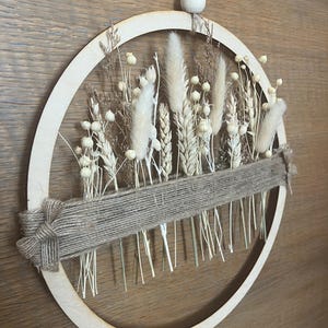 Beige Dried Flower Wreath: Boho Rustic Home Decor, Floral Hoop