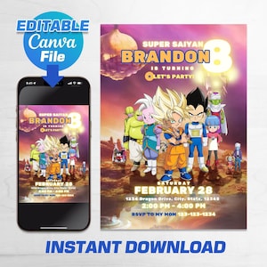 Editable 2025 Goku & Pals 2 | Invitation | Editable Daima Invite Template | Canva Template |