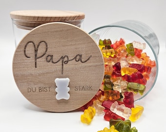 Vaso de regalo con grabado como regalo de cumpleaños: Eres un oso fuerte con oso acrílico: regalo para el Día del Padre, cumpleaños o nacimiento