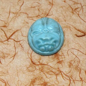 Vintage Egyptian Revival Glass Blue Scarab Cabochon