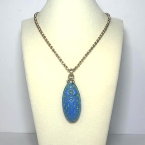 Vintage Egyptian Revival Glass Scarab Pendant Necklace