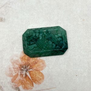 Vintage Green Molded Glass Cabochon