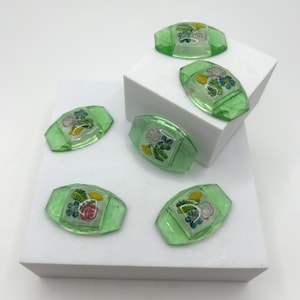 Vintage Green Intaglio Glass Cabochon