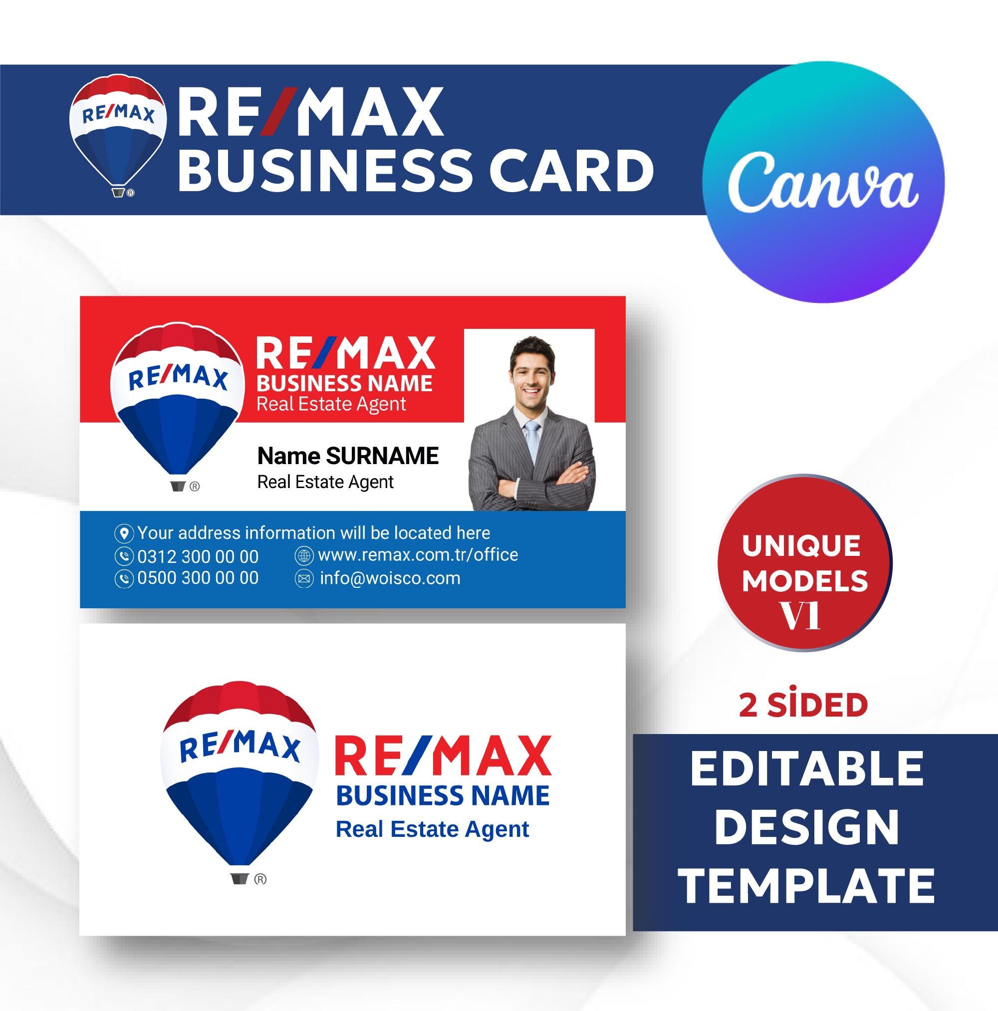 Remax Business Card Template: Editable Realtor Design (Canva V1), image size:2000x2026
