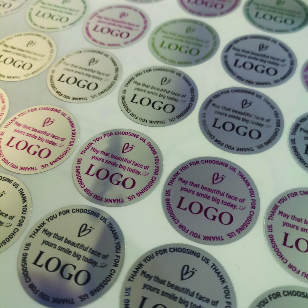 Textboxt Sticker Silver Custom Silver Stickers • Your Logo Stickers • Mandmade by Thank You ...