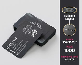 1000 Pcs Custom Business Card Printing • 2-Sided Matte • 350–750GSM Thick • Embossed Spot UV Oval Cards