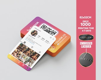 1000Pcs Instagram Business Card Printing - 750GSM Thick - Embossed Spot UV -  2 Sided Mat - Custom QR instagram Cards, IG Influencer