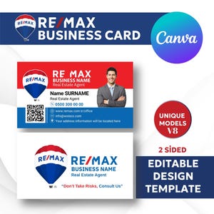 Editable Remax Business Card Template: Modern Realtor Design (Canva Download 2x3.5in