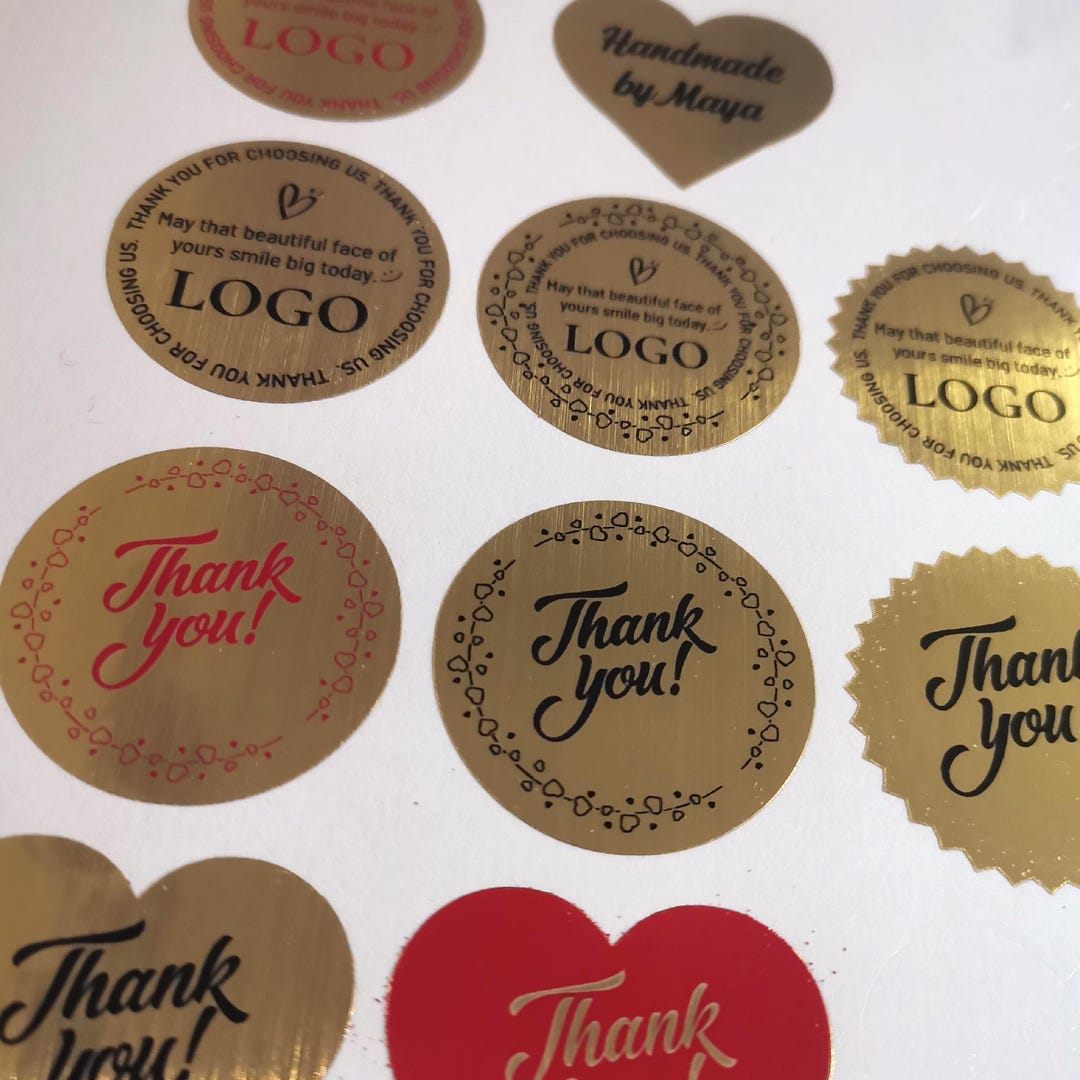 Custom Gold Stickers • Your Logo Stickers • Mandmade by Thank You • Die ...