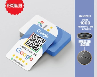1000Pcs Google Review Card - Google Maps QR Business Card - Premium 750GSM Thick Embossed Matte 2-Sided Google Feedback Card