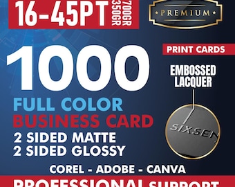 1000 Pcs Business Card Printing • Print Your Canva / Adobe / Corel Design • 2-Sided Matte & Premium Thick Cards
