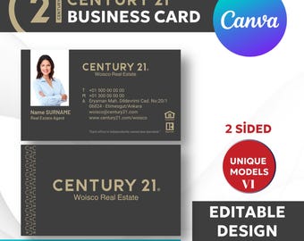 Century 21 Business Card Template • Editable Realtor Card • Modern Real Estate Business Card • Canva Instant Download