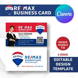 Remax Business Card Template: Editable Realtor Design (Canva, 2x3.5&quot;)