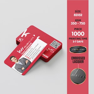 KW Keller Williams Business Cards, 1000pcs, 2-Sided Matte, 350-750 GSM Embossed Spot UV