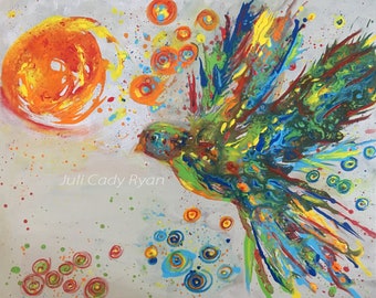 Colorful Dove Print, Whimsical Bird Art