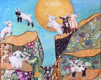 Baby Goats Print, Whimsical Animals Art