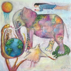 Colorful Animals Whimsical Art Poster Print, 4 Sizes!