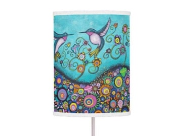 Hummingbird Art Table or Tripod Lamp, Shades Included!