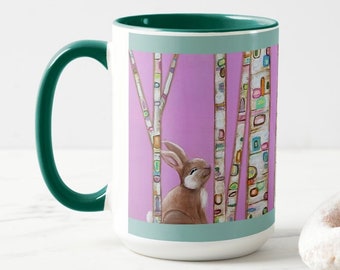 Spring Bunnies Whimsical Art Mug