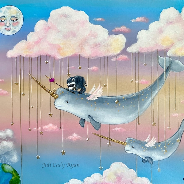 Jimothy the Raccoon Whimsical Art Print, Animal Lover Art