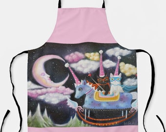 Superhero Cats Whimsical Art Apron, 2 Sizes!