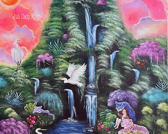 Paradise Tropical Whimsical Poster Print, 4 Sizes!