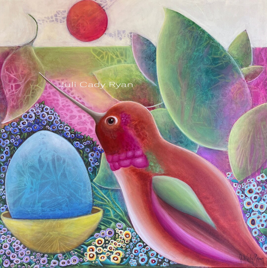 Whimsy Hummingbird Hummingbird Whimsical Print, Colorful Bird Art - Etsy