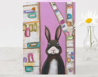 Customizable Bunny Greeting Cards for Spring, Easter, Birthday, 3 Bunny Styles