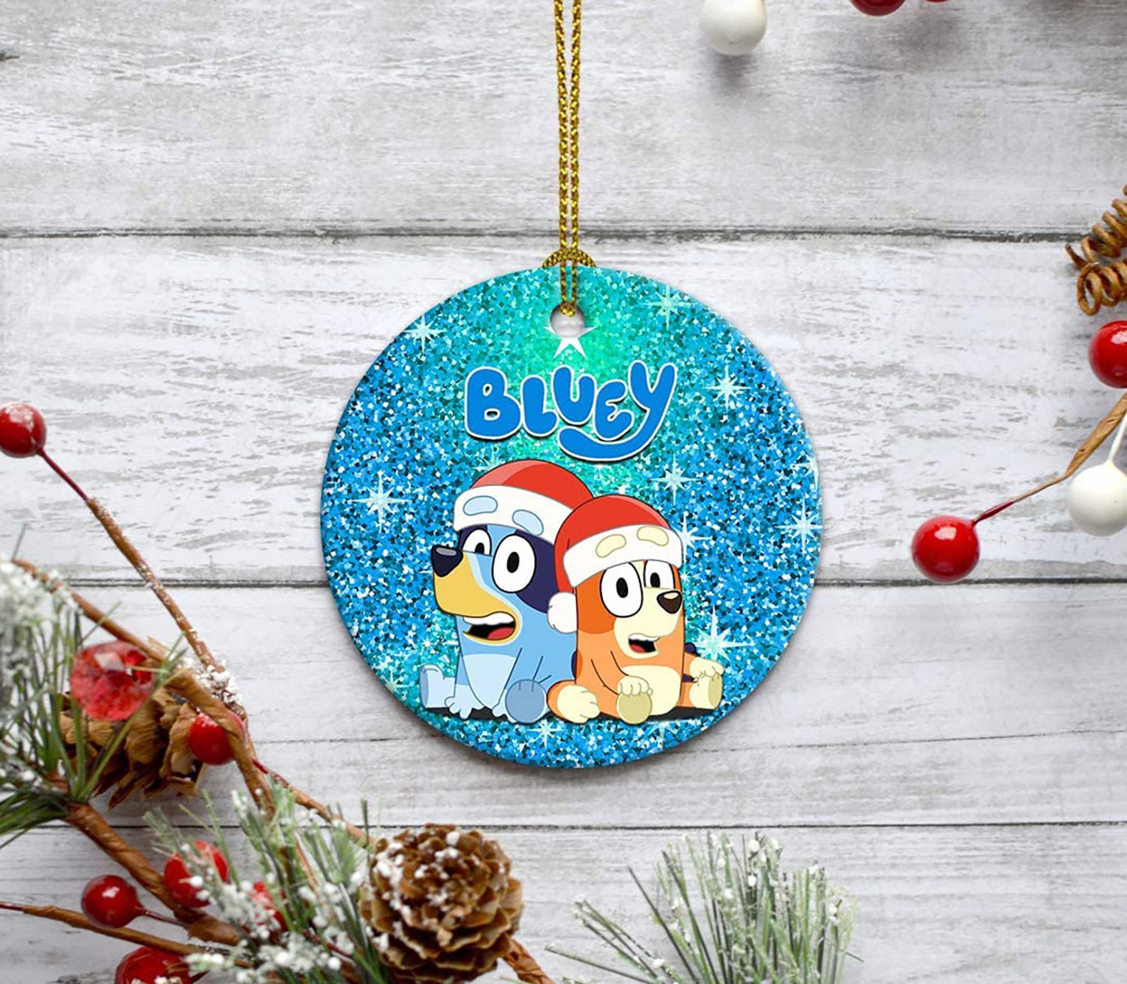 Bluey and Bingo Santa Hat Christmas 2022 Ornament Bluey - Etsy Hong Kong