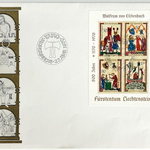 LIECHTENSTEIN - 1970 Medievel Singers - MS - FDC Stamps on envelope