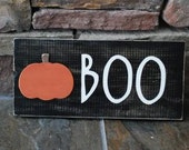 BOO halloween sign with pumpkin custom many colors available ready to ship