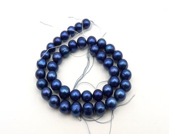 Blue Oval Freshwater Cultured Pearls 11mm x 9mm, Full 16 Inch Strand, 42 Beads, Jewelry Making Supply