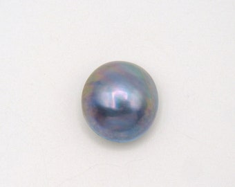 Blue South Sea Mabe Pearl 18mm Cabochon, White Mother of Pearl Back, Jewelry Making Supply