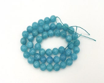 Blue Hemimorphite 8mm Smooth Round Beads, 15 Inch Full Strand, Jewelry Making Supply