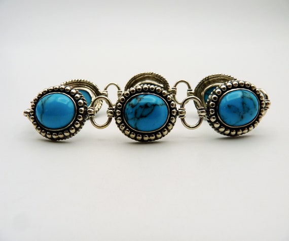 Vintage Turquoise Multi Stone Sterling Silver 7 1… - image 2