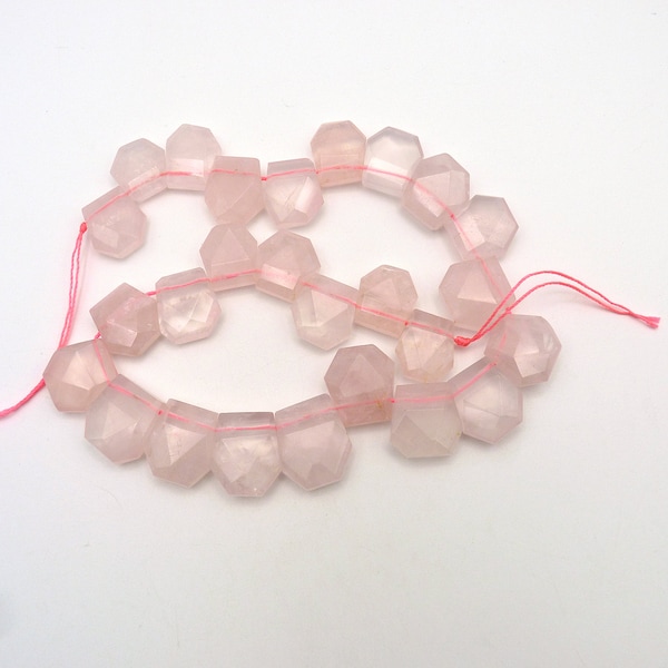 Rose Quartz Faceted Wide Briolette Pentagon Gemstone Beads, Full Strand 15 Inches, Jewelry Making Supply