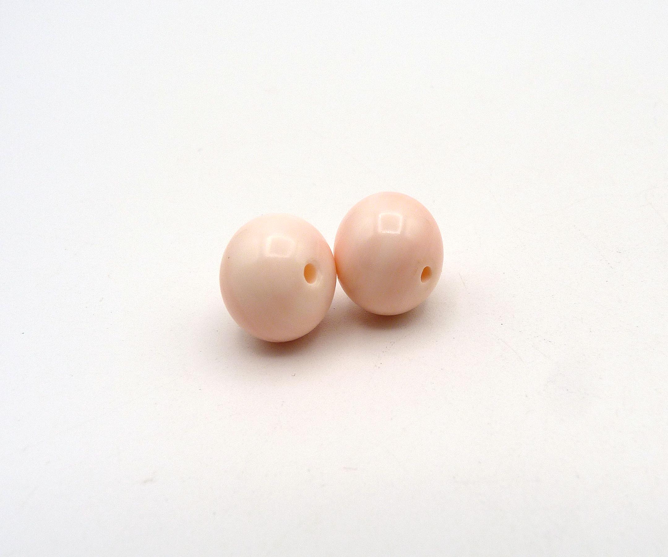 Bahama Queen Conch Shell Pink Round 12mm Bead Pair, Jewelry Making Supply, Bead Destash Liquidation, Set of Two