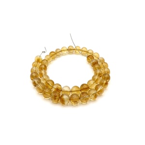 Golden Smooth Round Citrine 9mm Gemstone Beads, Jewelry Making Supply Destash