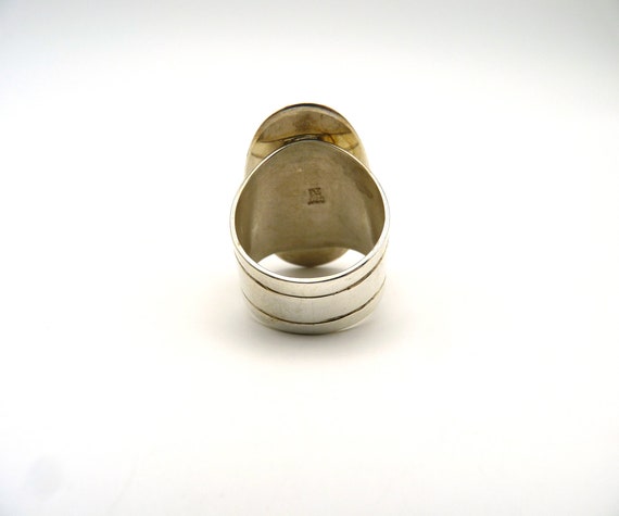 Vintage Large Baltic Amber Sterling Silver Wide B… - image 7